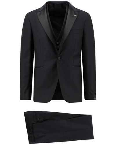Tagliatore Virgin Wool Tuxedo With Vest - Black