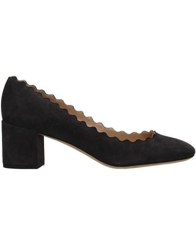Chloé Court Shoes Lauren Suede Charcoal - Black