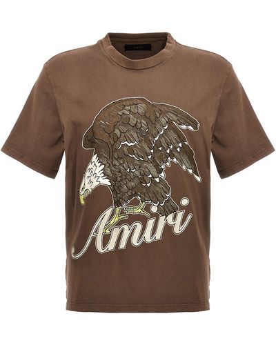 Amiri T-shirt in jersey di cotone con logo e glitter Eagle - Marrone