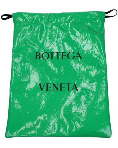Bottega Veneta Pochette badge drawstring Vernice Verde Erba