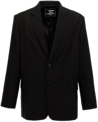 Y. Project Pinched Logo Blazer And Suits - Black