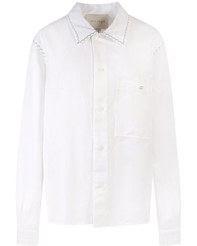 Nick Fouquet Linen And Cotton Shirt With Stitching And Embroidery - White