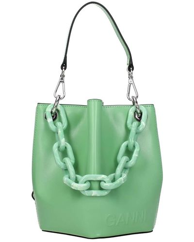 Ganni Handbags Leather Peapod - Green