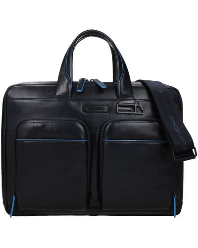 Piquadro Work Bags Leather Blue Dark Blue - Black