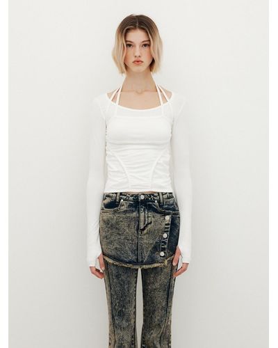 YUSE Destroyed Layered Long Sleeve Top in Blue | Lyst