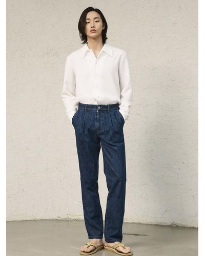 Buy Paul Smith men regular fit pleated denim jeans navy blue Online   Brands For Less