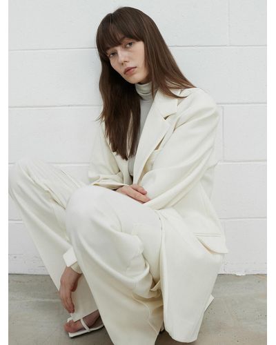 OUIE Twill Oversized Fit Jacket - Natural