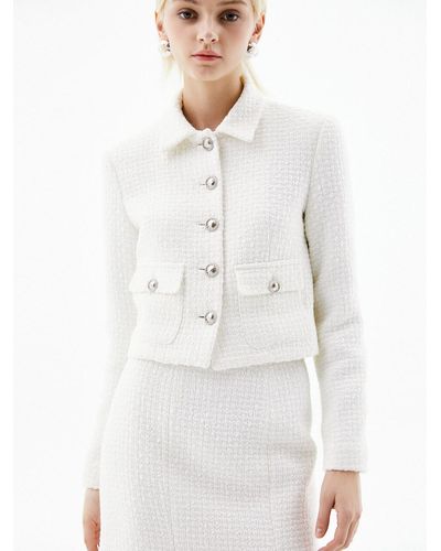 Jude McCall Harper Cropped Tweed Jacket - White