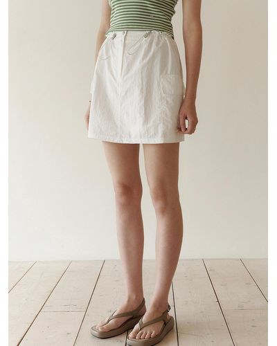 LOEIL Nylon Cargo Mini Skirt - Natural