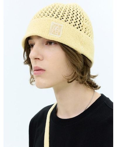 WAIKEI Mesh Knitted Bucket Hat - Yellow