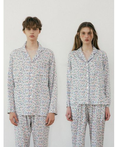 JO'S LOUNGE Modal Water Lily Pyjama Set For Couple - Grey