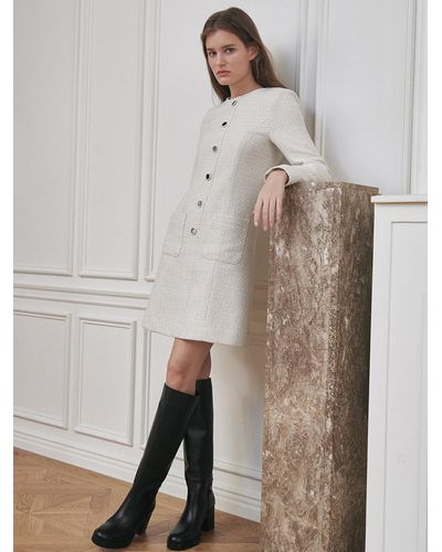 Nouve Tweed Pocket Dress - Grey