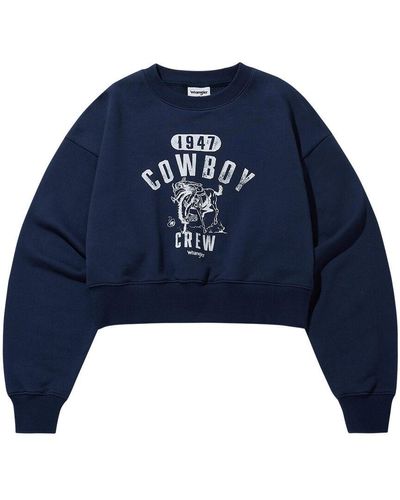 Wrangler Relaxed Cropped Cowboy Sweatshirt - Blue