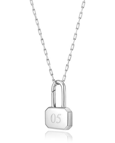 HYÈRES LOR Name Lock Lower Case Necklace M in Metallic