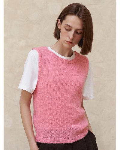 among Alpaca Boatneck Knit Vest - Pink