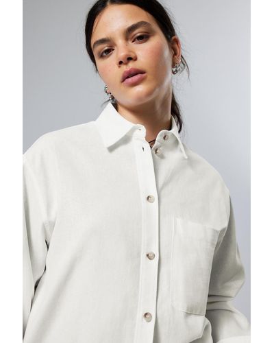 Weekday Lockeres Hemd aus Leinenmix - Weiß