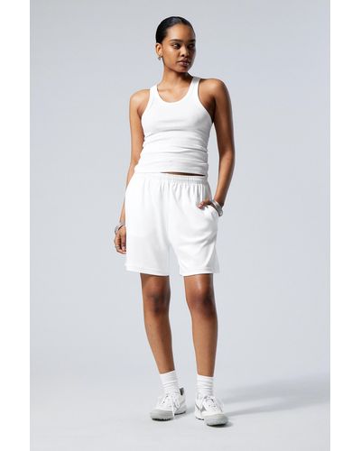Weekday Loose Wide Track Shorts - White