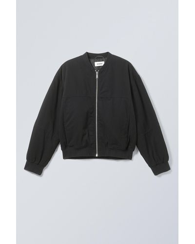 Weekday Relaxed Cotton Bomber Jacket - Black