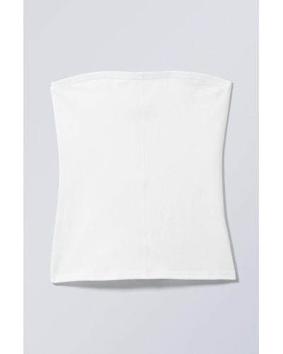 Weekday Fitted Cotton Tube Top - White