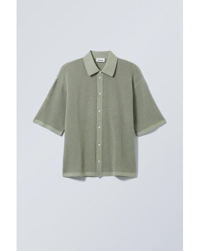 Weekday Regular Crochet Short Sleeve Shirt - Green