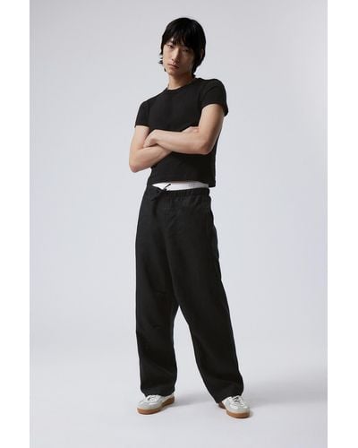 Weekday Relaxed Linen Trousers - Black