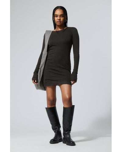 Weekday Nicole Sheer Mini Dress - Black