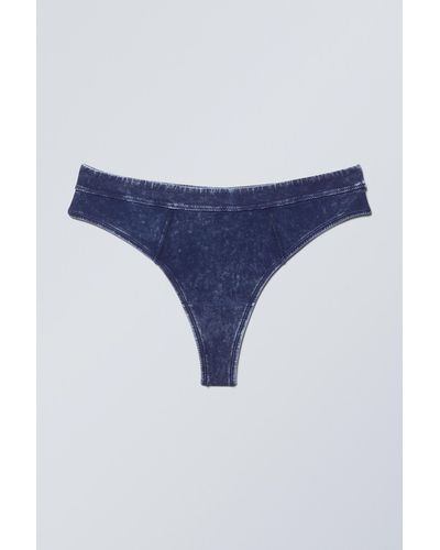 Weekday Miley Washed Cotton Thong - Blue