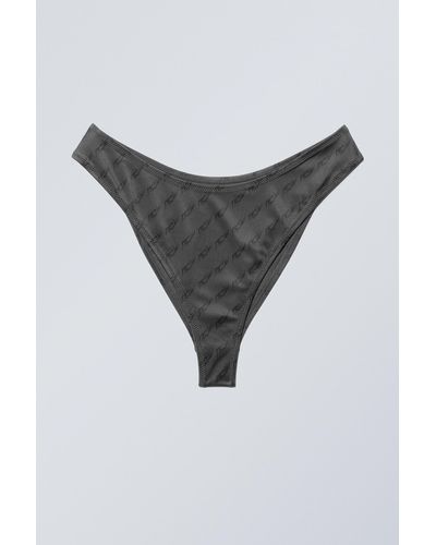 Weekday Scoop Printed Bikini Bottoms - Grey