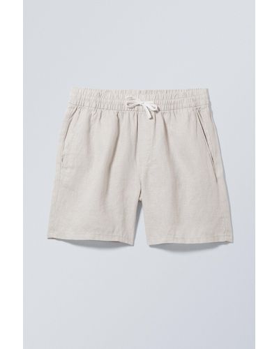 Weekday Olsen Linen Shorts - White