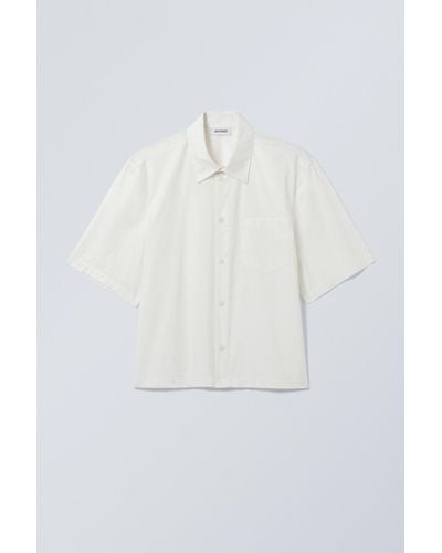 Weekday Cropped Short Sleeve Shirt - White