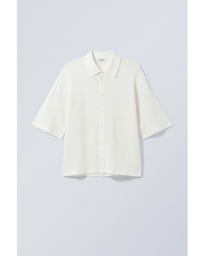 Weekday Regular Crochet Short Sleeve Shirt - White