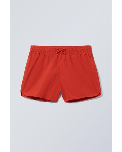 Weekday Tan Structure Swim Shorts - Red