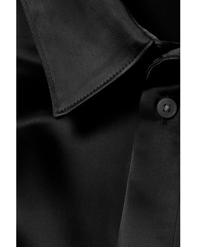 Weekday Shiny Short Sleeve Satin Shirt - Black