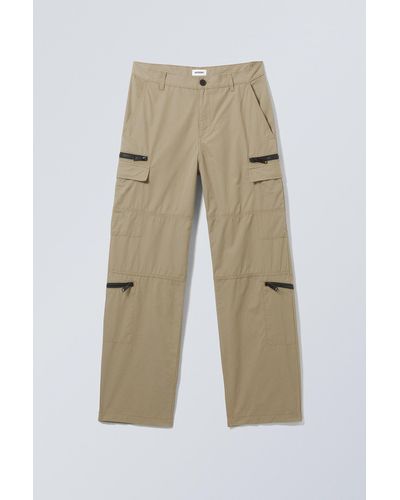 Weekday Relaxed Zipped Trousers - Natural