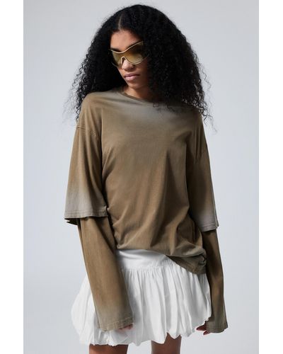 Weekday Oversized Double Dyed Longsleeve Top - Brown