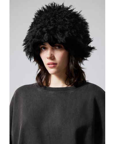 Weekday Fur Bucket Hat - Black