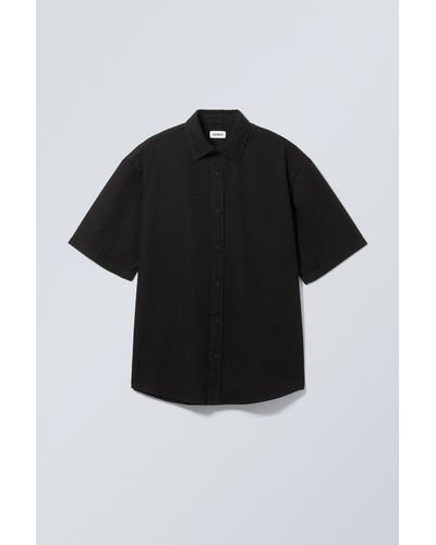 Weekday Loose Short Sleeve Denim Shirt - Black