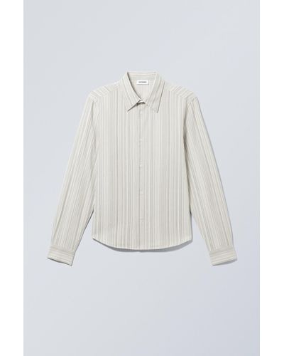 Weekday Oscar Regular Striped Shirt - White