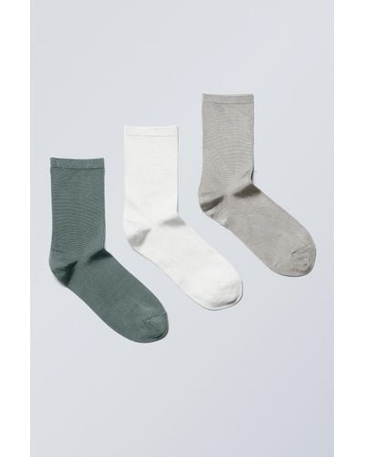 Weekday 3-pack Shiny Socks - White