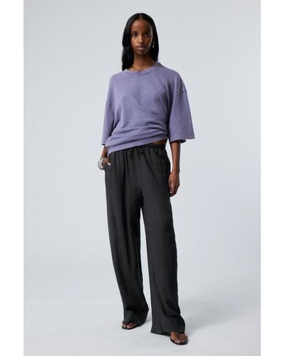 Weekday Relaxed Linen Blend Trousers - Black