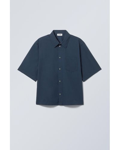 Weekday Cropped Short Sleeve Shirt - Blue