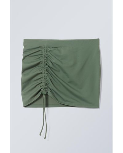 Weekday Gathered Beach Skirt - Green
