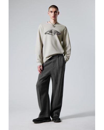 Weekday Uno Loose Linen Suit Trouser - Grey