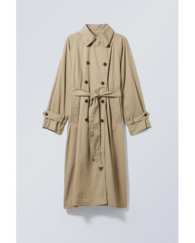 Weekday Travis Oversized Trench Coat - Natural