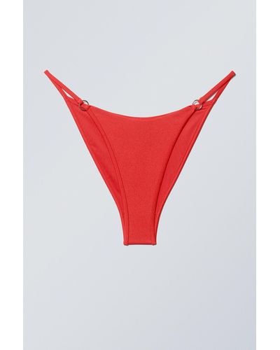 Weekday Brazilian Tanga Bikini Bottoms - Red