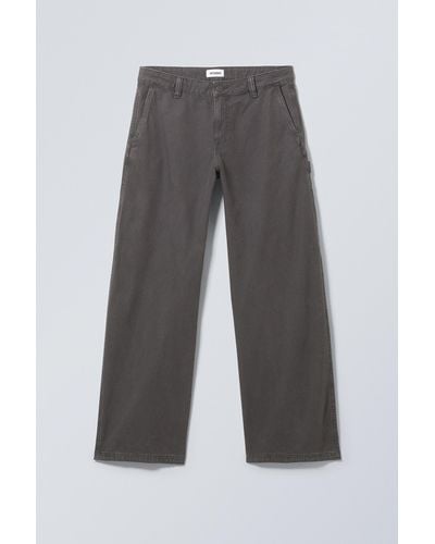 Weekday Loose Carpenter Canvas Trousers - Grey