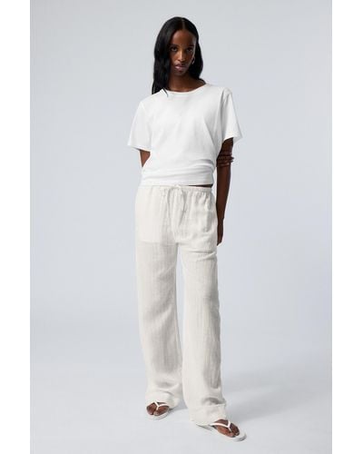 Weekday Relaxed Linen Blend Trousers - White