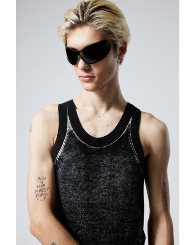 Weekday Washed Knitted Tank Top - Black