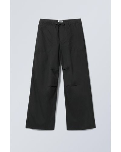 Weekday Loose Twill Trousers - Black