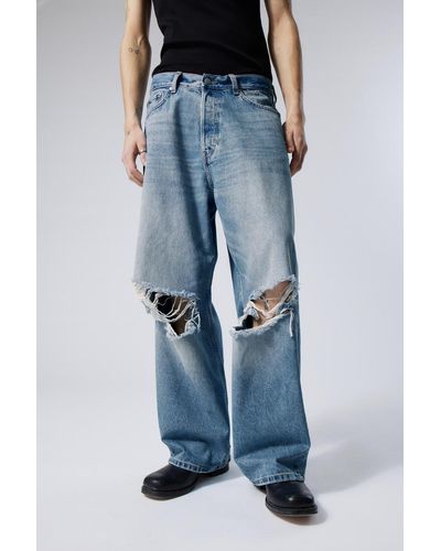 Weekday Astro Ripped Loose Baggy Jeans - Blue